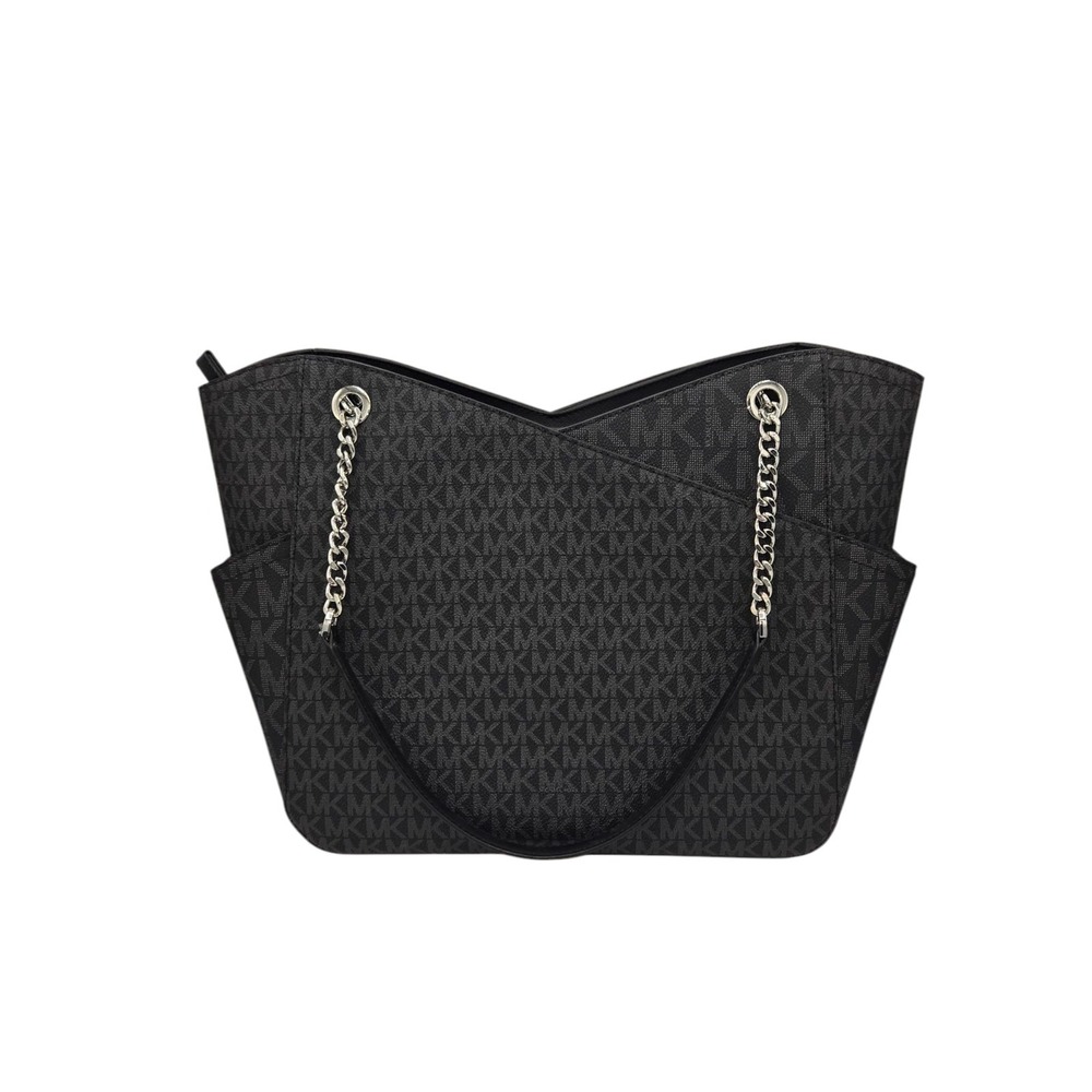 Michael Kors Jet Set Travel Large Chain Shoulder Tote Black Monogram 35F1STVT3B - Picture 2 of 8